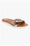 KOLHA_Brown Leather Intertwined Pattern Slip Ons _at_Aza_Fashions