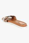 Shop_KOLHA_Brown Leather Intertwined Pattern Slip Ons 