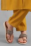 KOLHA_Gold Aanya Leather Kolhapuri Flats _Online_at_Aza_Fashions