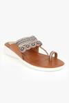 KOLHA_Gold Aanya Leather Kolhapuri Flats _Online