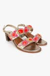 Buy_KOLHA_Orange Aafreen Leather Bead And Sequin Embroidered Sandals _at_Aza_Fashions