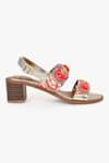 KOLHA_Orange Aafreen Leather Bead And Sequin Embroidered Sandals _Online_at_Aza_Fashions