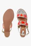 KOLHA_Orange Aafreen Leather Bead And Sequin Embroidered Sandals _at_Aza_Fashions