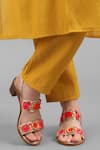 KOLHA_Orange Aafreen Leather Bead And Sequin Embroidered Sandals _Online