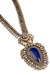 Shop_Neeta Boochra_Silver Plated Lapis Two Tone Pendant Necklace _Online_at_Aza_Fashions