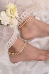 Buy_SHLOK JEWELS_White Stone Leaf Carved Anklets - Set Of 2_at_Aza_Fashions