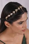 Buy_SHLOK JEWELS_White Stone Floral Shaped Mathapatti_at_Aza_Fashions