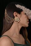 Buy_SHLOK JEWELS_Multi Color Stone Geometric Carved Earrings_at_Aza_Fashions