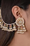 Shop_SHLOK JEWELS_Pink Kundan Embellished Earrings_at_Aza_Fashions