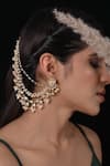 Buy_SHLOK JEWELS_White Kundan And Beads Embellished Earrings_at_Aza_Fashions