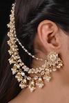Shop_SHLOK JEWELS_White Kundan And Beads Embellished Earrings_at_Aza_Fashions