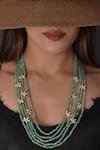 Buy_SHLOK JEWELS_Green Kundan And Beads Embellished Mala _at_Aza_Fashions