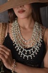 Buy_SHLOK JEWELS_White Kundan And Beaded Embellished Mala _at_Aza_Fashions