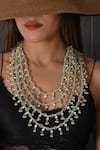 Shop_SHLOK JEWELS_White Kundan And Beaded Embellished Mala _at_Aza_Fashions