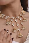 Shop_SHLOK JEWELS_White Kundan Embellished Pendant Choker Necklace_at_Aza_Fashions
