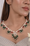 Buy_SHLOK JEWELS_Green Kundan Embellished Pendant Necklace_at_Aza_Fashions