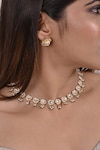 Shop_SHLOK JEWELS_White Beads Embellished Choker Necklace Set_at_Aza_Fashions