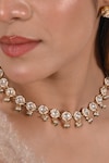 SHLOK JEWELS_White Beads Embellished Choker Necklace Set _Online_at_Aza_Fashions