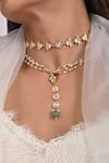 Buy_SHLOK JEWELS_White Kundan Embellished Pendant Necklace With Choker_at_Aza_Fashions