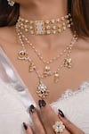 SHLOK JEWELS_White Kundan Embellished Necklace Set_Online_at_Aza_Fashions