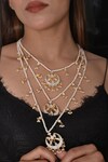 Buy_SHLOK JEWELS_White Kundan Work Layered Pendant Necklace_at_Aza_Fashions