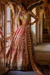 Buy_The Royaleum_Red Lehenga And Blouse Silk Embellished Sequin Safarish Floral Bridal Set _at_Aza_Fashions