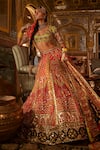 Shop_The Royaleum_Red Lehenga And Blouse Silk Embellished Sequin Safarish Floral Bridal Set _at_Aza_Fashions