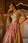 Buy_The Royaleum_Red Lehenga And Blouse Silk Embellished Sequin Safarish Floral Bridal Set _Online_at_Aza_Fashions