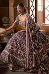 Shop_The Royaleum_Blue Lehenga And Blouse Silk Embellished Dilshad Pearl Bridal Set _Online_at_Aza_Fashions