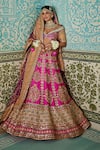 Buy_The Royaleum_Pink Lehenga And Blouse Silk Embellished Sequin Off Jashn Floral Vine Set _at_Aza_Fashions