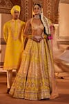 The Royaleum_Yellow Lehenga And Blouse Silk Embellished Gulzaar Bead Bridal Set _Online_at_Aza_Fashions