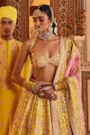 Shop_The Royaleum_Yellow Lehenga And Blouse Silk Embellished Gulzaar Bead Bridal Set _at_Aza_Fashions