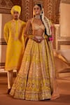 The Royaleum_Yellow Lehenga And Blouse Silk Embellished Gulzaar Bead Bridal Set _at_Aza_Fashions