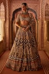 Buy_The Royaleum_Multi Color Lehenga And Blouse Upada Silk Riyasat Pearl Peacock Bridal Set _at_Aza_Fashions