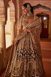 The Royaleum_Multi Color Lehenga And Blouse Upada Silk Riyasat Pearl Peacock Bridal Set _Online_at_Aza_Fashions