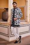 Shop_The Royaleum_Black Silk Printed Mandala Shaaan Jacket Kurta Set  _at_Aza_Fashions