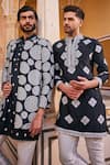 Buy_The Royaleum_Black Silk Printed Mandala Shaaan Jacket Kurta Set  