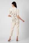 Shop_KAVERI_Off White 100% Linen Printed Dainty Bloom V Tulip Top And Pant Set  _at_Aza_Fashions