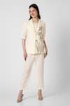 Buy_KAVERI_Off White 100% Linen Printed Dainty Bloom Tulip Blazer Pant Set  _at_Aza_Fashions