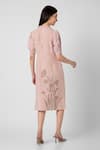 Shop_KAVERI_Pink 100% Linen Printed Dainty Bloom Ruffle Tulip Pencil Wave Dress  _at_Aza_Fashions