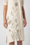 Buy_KAVERI_Off White 100% Linen Printed Dainty Bloom Tulip Pencil Wave Dress  