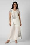 Buy_KAVERI_Off White 100% Linen Printed Brick V Neck Noa Top And Pant Set  _at_Aza_Fashions