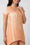 Buy_Kaveri_Orange 100% Linen Printed Brick V Neck Top And Pant Set 