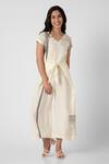 Buy_KAVERI_Off White 100% Linen Printed Brick V Neck Placement Jumpsuit  _at_Aza_Fashions