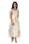 Buy_KAVERI_Off White 100% Linen Printed Brick V Neck Placement Jumpsuit  _Online_at_Aza_Fashions