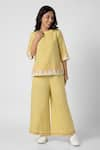 Buy_KAVERI_Green 100% Linen Embellished Stud Boat Neck Mona Ny Top And Pant Set  _at_Aza_Fashions