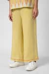 KAVERI_Green 100% Linen Embellished Stud Boat Neck Mona Ny Top And Pant Set  _Online_at_Aza_Fashions