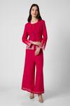 Buy_KAVERI_Pink 100% Linen Embellished Stud Notched Mona Ny Blazer Pant Set  _at_Aza_Fashions