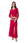 Buy_KAVERI_Pink 100% Linen Embellished Stud Notched Mona Ny Blazer Pant Set  _Online_at_Aza_Fashions