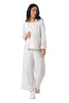 Buy_KAVERI_White 100% Linen Embellished Stud Mona Border Blazer Pant Set  _Online_at_Aza_Fashions